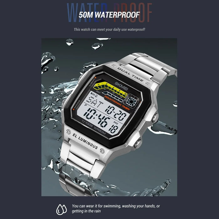 SKMEI 2307 Square Digital Watch Luminous Outdoor Sports Electronic Watch - Black - 3