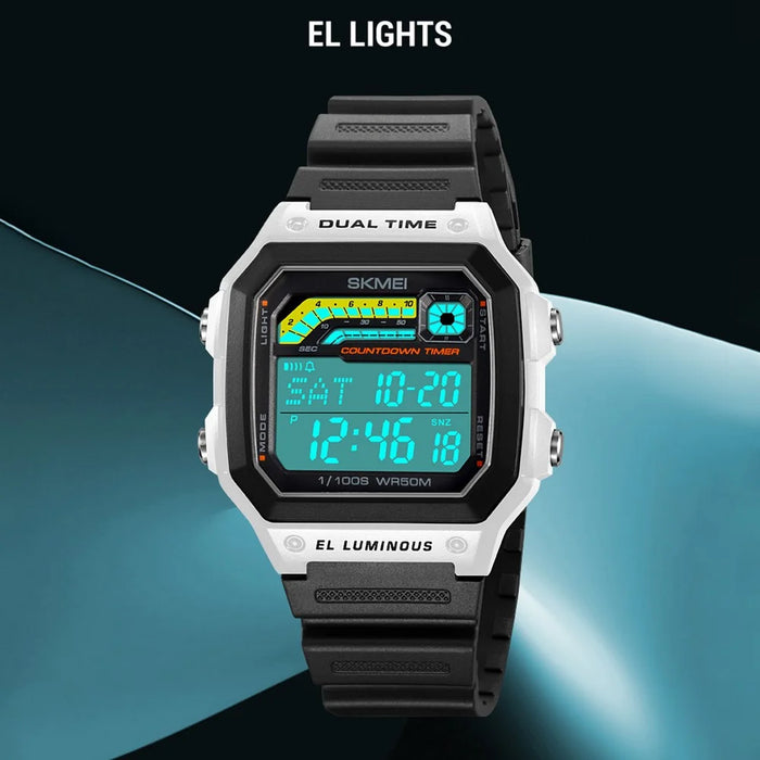 SKMEI 2307 Square Digital Watch Luminous Outdoor Sports Electronic Watch - Black - 4
