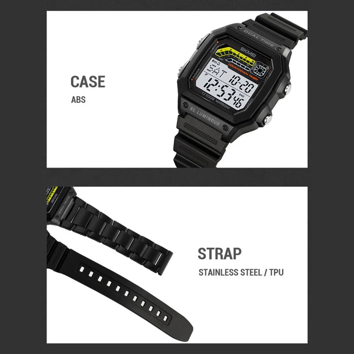 SKMEI 2307 Square Digital Watch Luminous Outdoor Sports Electronic Watch - Black - 6