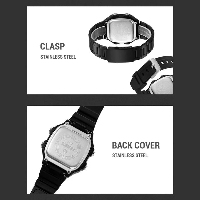 SKMEI 2307 Square Digital Watch Luminous Outdoor Sports Electronic Watch - Black - 7