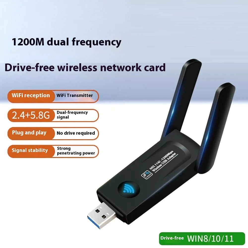 RE-1202 1200M USB3.0 Network Card 2.4G / 5G Dual Band WiFi Transmitter Receiver Adapter - 2