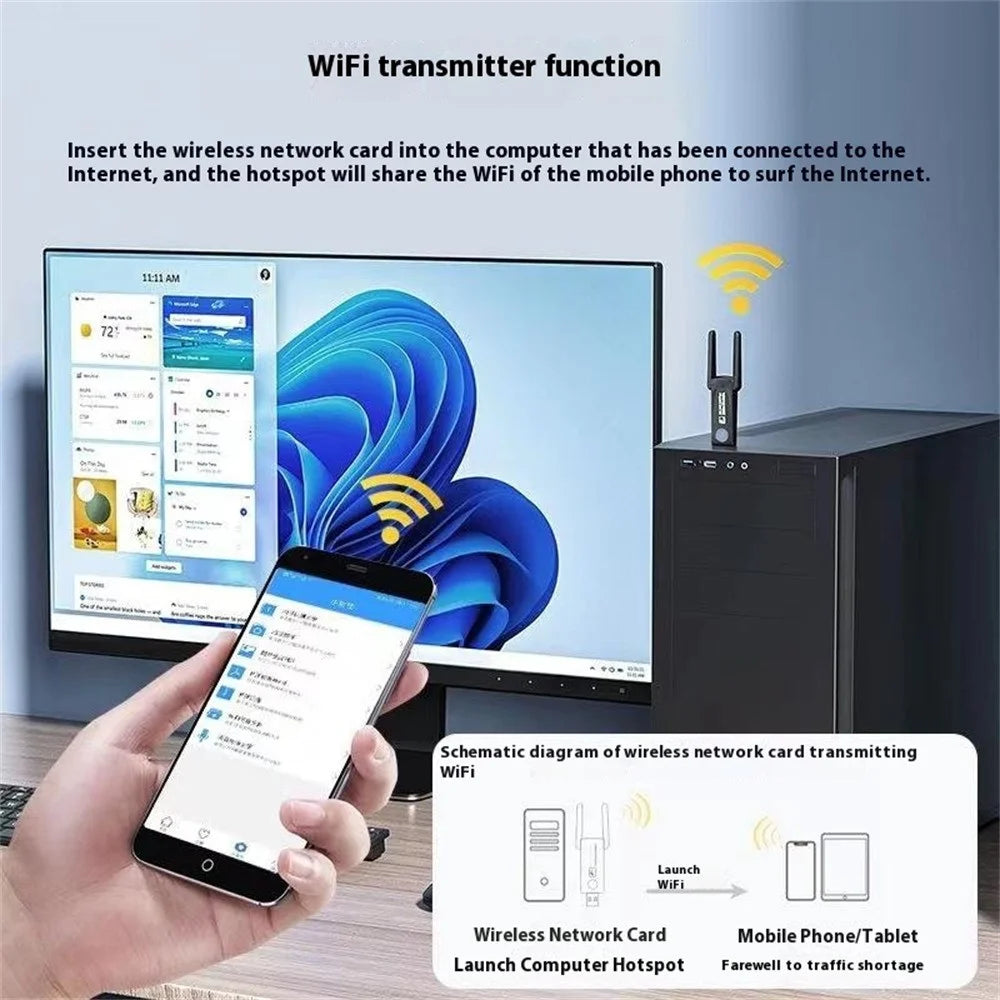 RE-1202 1200M USB3.0 Network Card 2.4G / 5G Dual Band WiFi Transmitter Receiver Adapter - 4