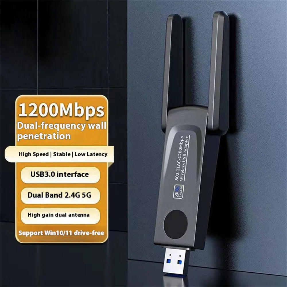 RE-1202 1200M USB3.0 Network Card 2.4G / 5G Dual Band WiFi Transmitter Receiver Adapter - 6