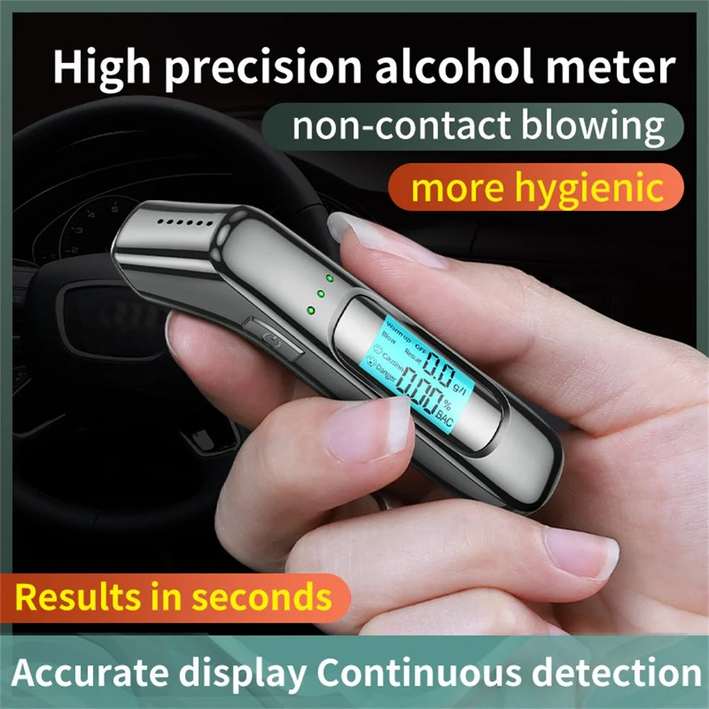 C07 Portable LCD Digital Display Alcohol Tester Non-Contact Blowing Drunk Driving Detector, English Version - 2