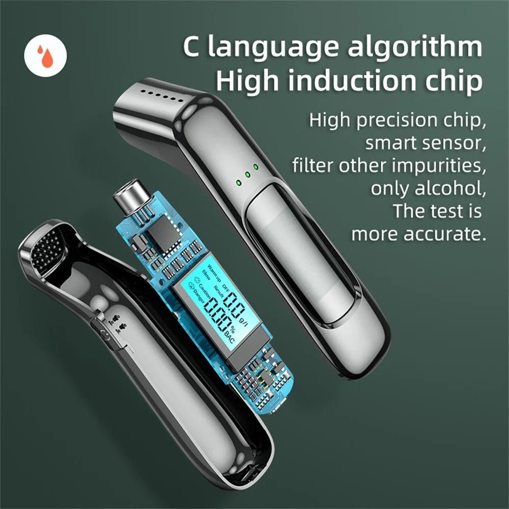 C07 Portable LCD Digital Display Alcohol Tester Non-Contact Blowing Drunk Driving Detector, English Version - 4