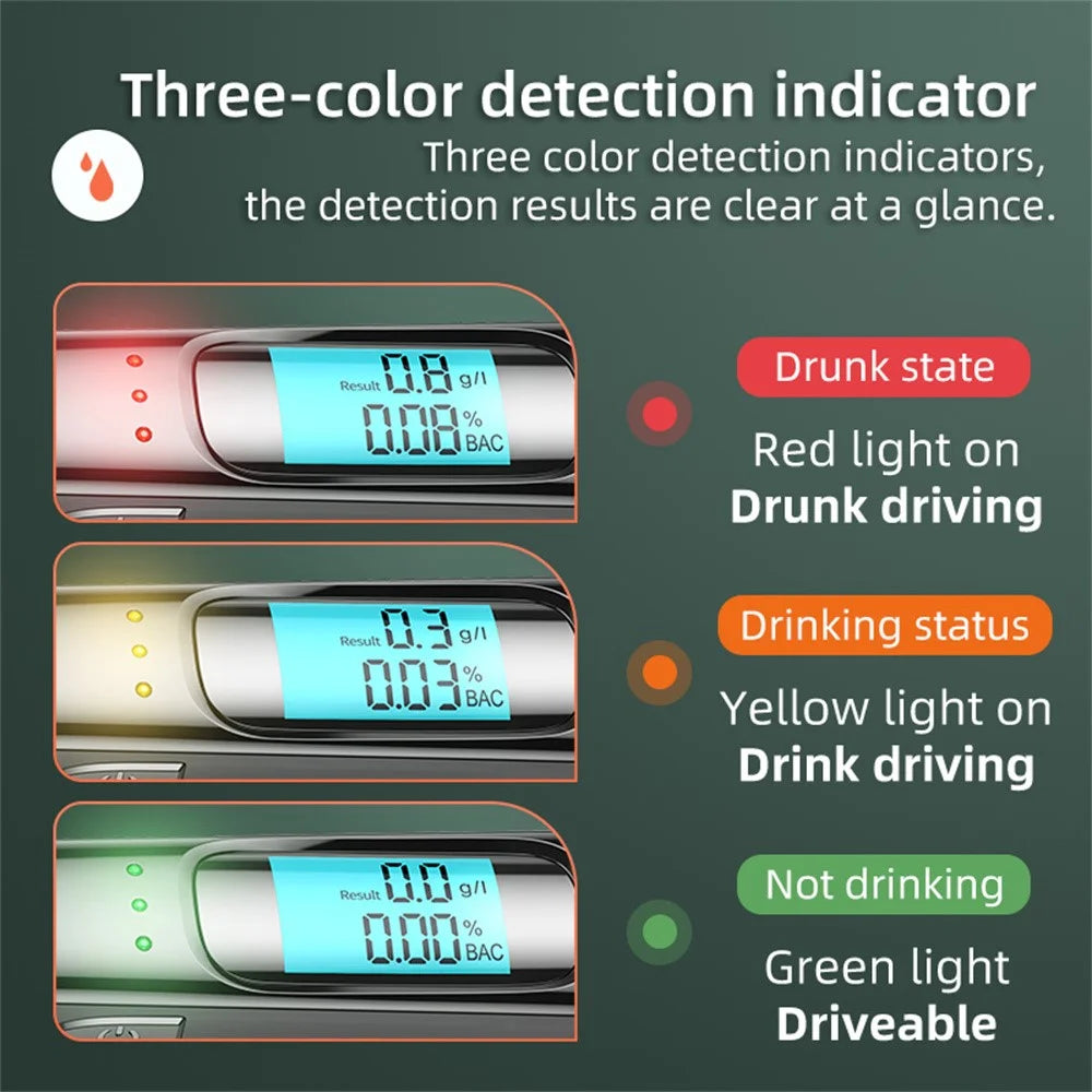 C07 Portable LCD Digital Display Alcohol Tester Non-Contact Blowing Drunk Driving Detector, English Version - 5