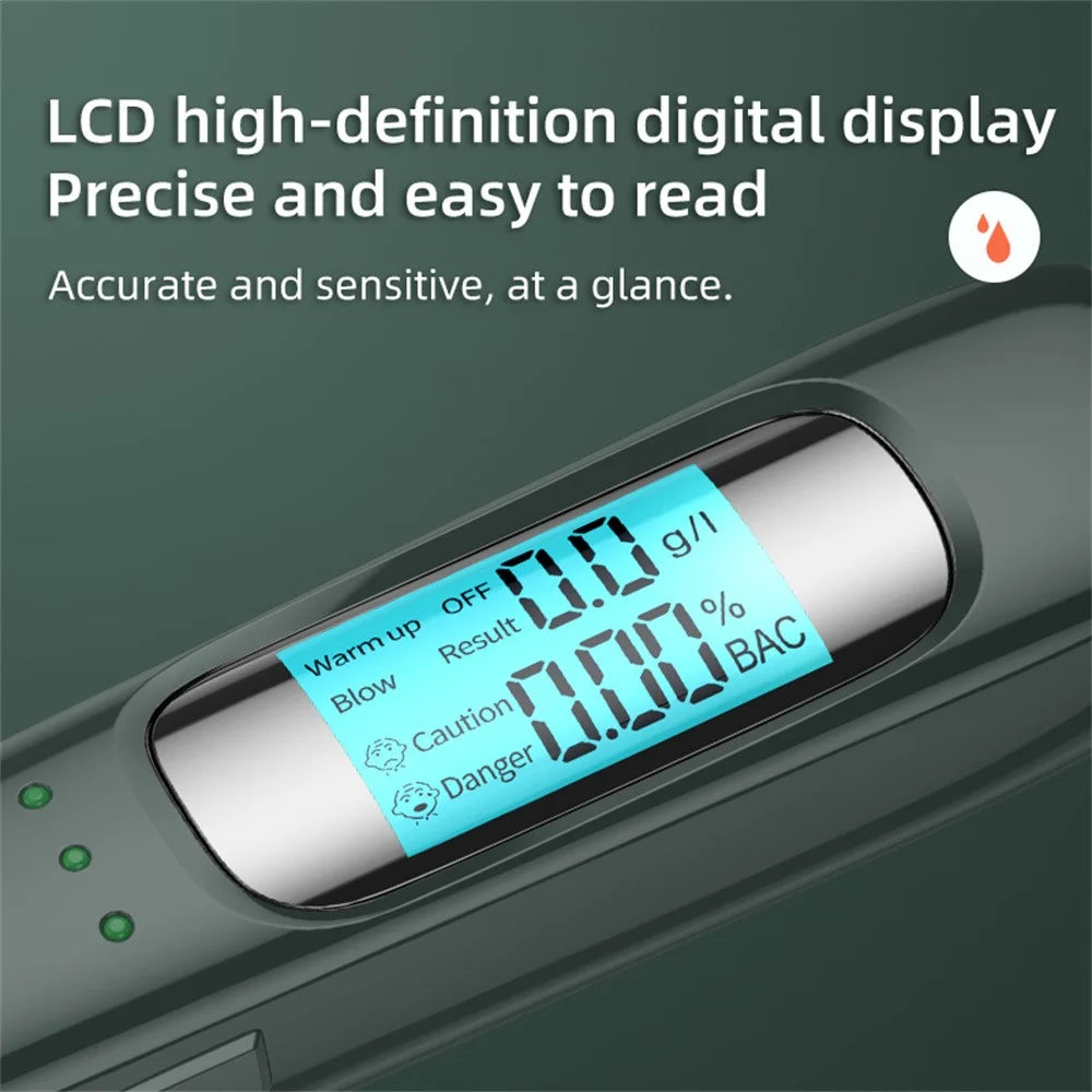 C07 Portable LCD Digital Display Alcohol Tester Non-Contact Blowing Drunk Driving Detector, English Version - 7