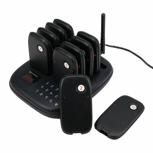 RETEKESS TD175S Restaurant Waiting Pager Set Beeper Buzzer Wireless Calling System with 10 Guest Pagers - US Plug - 1