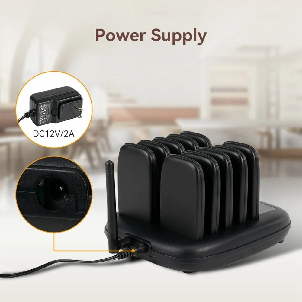 RETEKESS TD175S Restaurant Waiting Pager Set Beeper Buzzer Wireless Calling System with 10 Guest Pagers - US Plug - 2