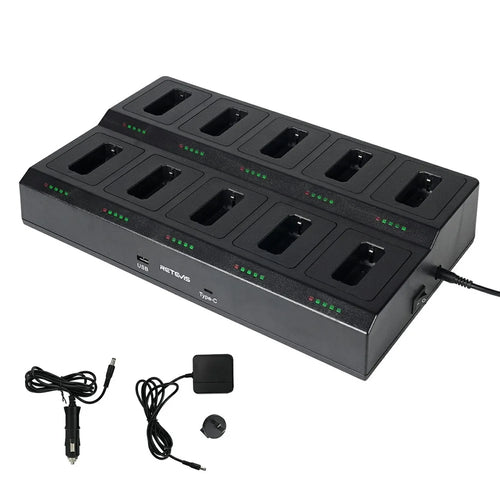 RETEVIS RTC22T 10-Way Multi-Unit Gang Charger Walkie Talkie Charging Dock Station for RT22 / RT622 / RB19 / RB619 - US Plug - 1