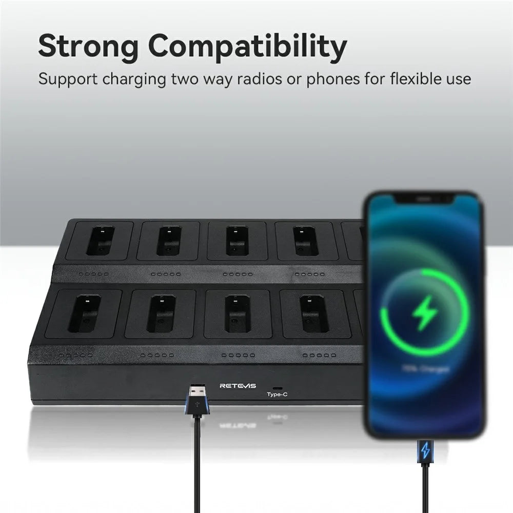 RETEVIS RTC22T 10-Way Multi-Unit Gang Charger Walkie Talkie Charging Dock Station for RT22 / RT622 / RB19 / RB619 - US Plug - 6