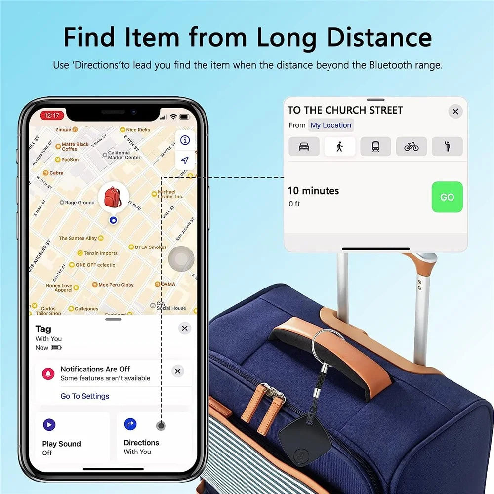 Sualio Tag Wireless Smart Tag Bluetooth-compatible Tracker Luggage Wallet Key Finder - Black - 5