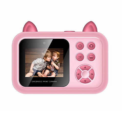 S6 2.4-inch Screen Lovely Kids Dual Lens Digital Camera Instant Photo Printing Machine - Pink - 1