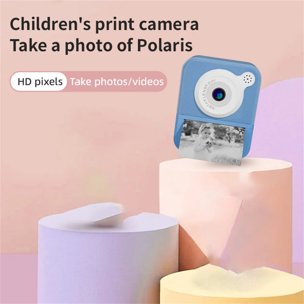 P7 2.4 Inch High Definition Kids Instant Print Camera with Hanging Rope 2 Rolls Of  Printing Paper for Boys Girls - Pink - 4