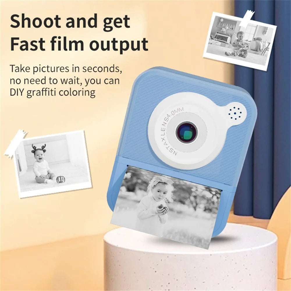 P7 2.4 Inch High Definition Kids Instant Print Camera with Hanging Rope 2 Rolls Of  Printing Paper for Boys Girls - Pink - 5