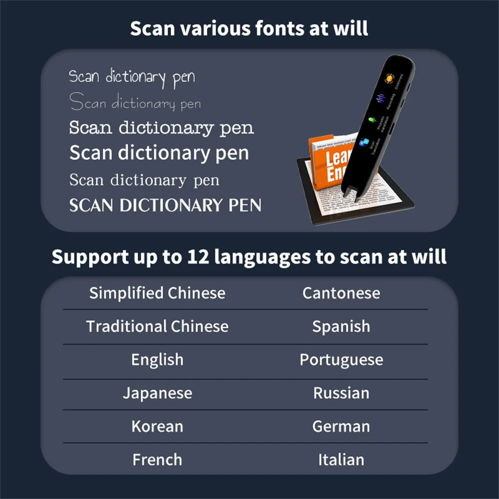 A3 1+8G 2.22-inch Screen 112 Languages Translator Scanning Dictionary Smart Translation Pen - 7
