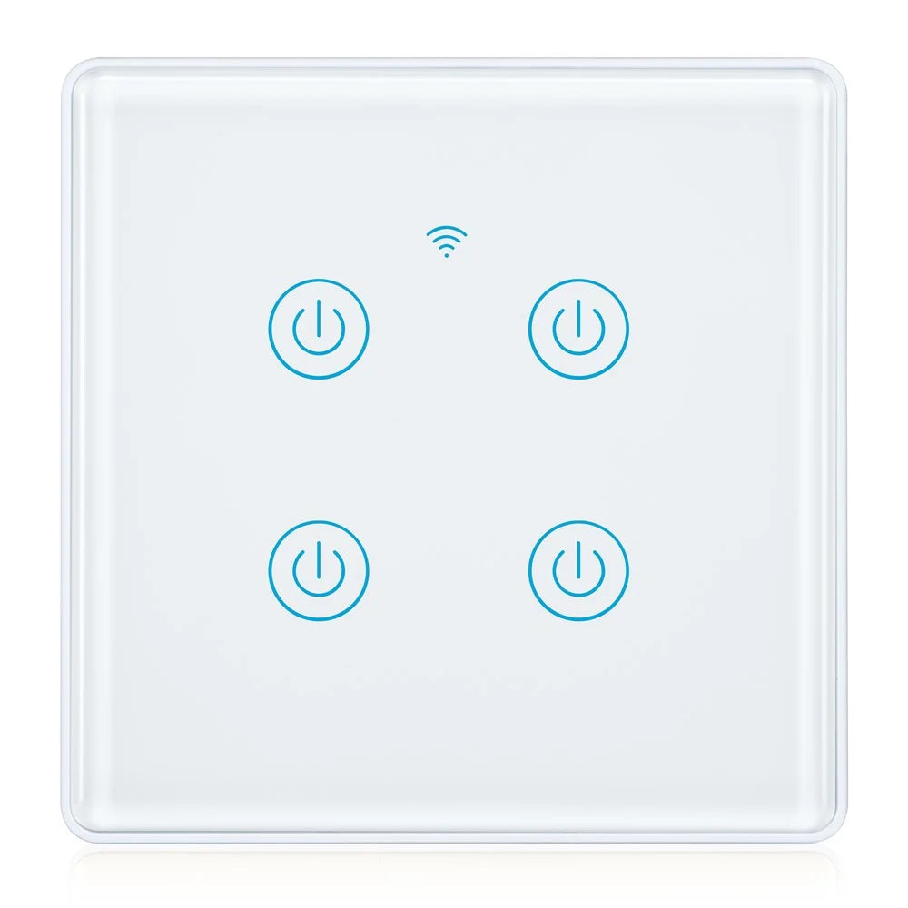 DS-101JL-4 4 Gang WiFi + Bluetooth-compatible Dual Mode APP Voice Control Smart Touch Wall Switch - White - 1