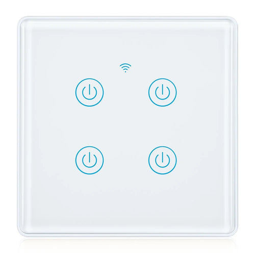 DS-101JL-4 4 Gang WiFi + Bluetooth-compatible Dual Mode APP Voice Control Smart Touch Wall Switch - White - 1