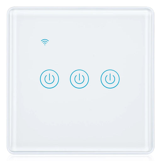 DS-101JL-3 3 Gang WiFi + Bluetooth-compatible Dual Mode APP Voice Control Smart Touch Wall Switch - White - 1