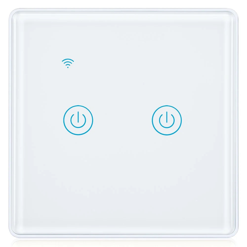DS-101JL-2 2 Gang WiFi + Bluetooth-compatible Dual Mode APP Voice Control Smart Touch Wall Switch - White - 1