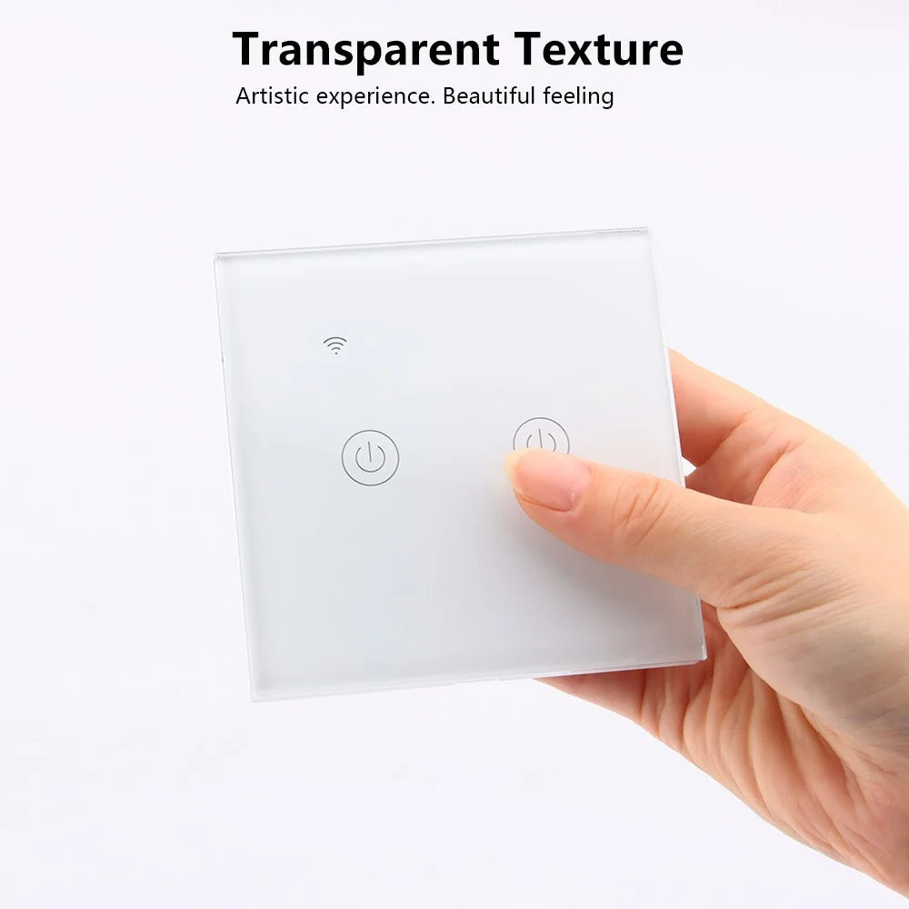 DS-101JL-2 2 Gang WiFi + Bluetooth-compatible Dual Mode APP Voice Control Smart Touch Wall Switch - White - 2