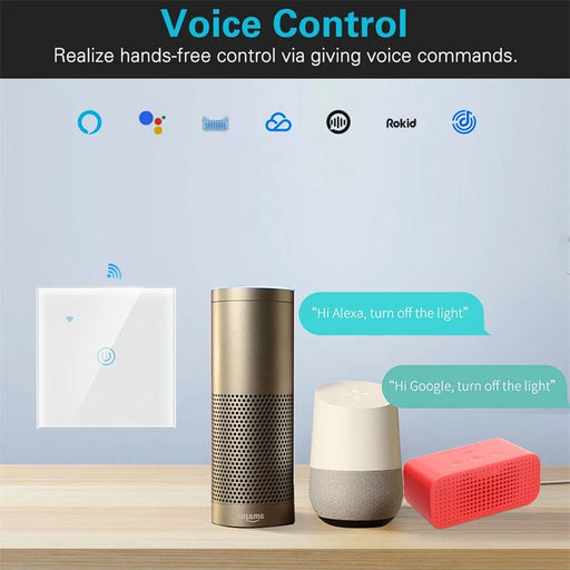DS-101JL-1 1 Gang WiFi + Bluetooth-compatible Dual Mode APP Voice Control Smart Touch Wall Switch - White - 2