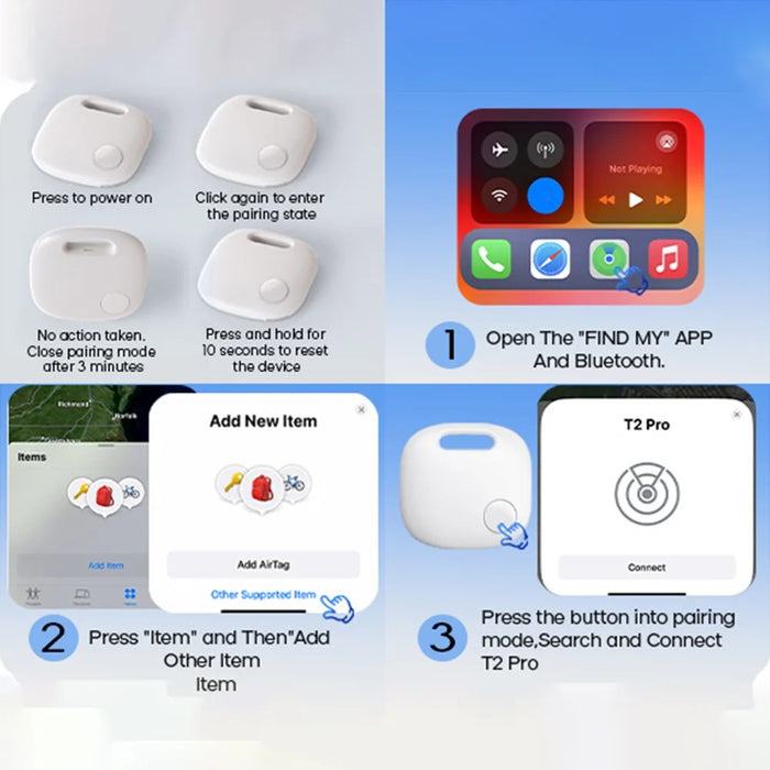 T2 Pro Wireless Smart Finder for iOS Devices Key Wallet Anti-lost Tracker - 5