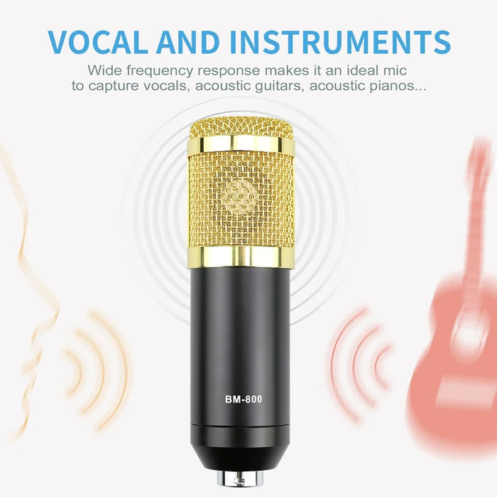 BM800 Professional Suspension Condenser Microphone Kit for Studio Live Stream Broadcasting Recording - 3