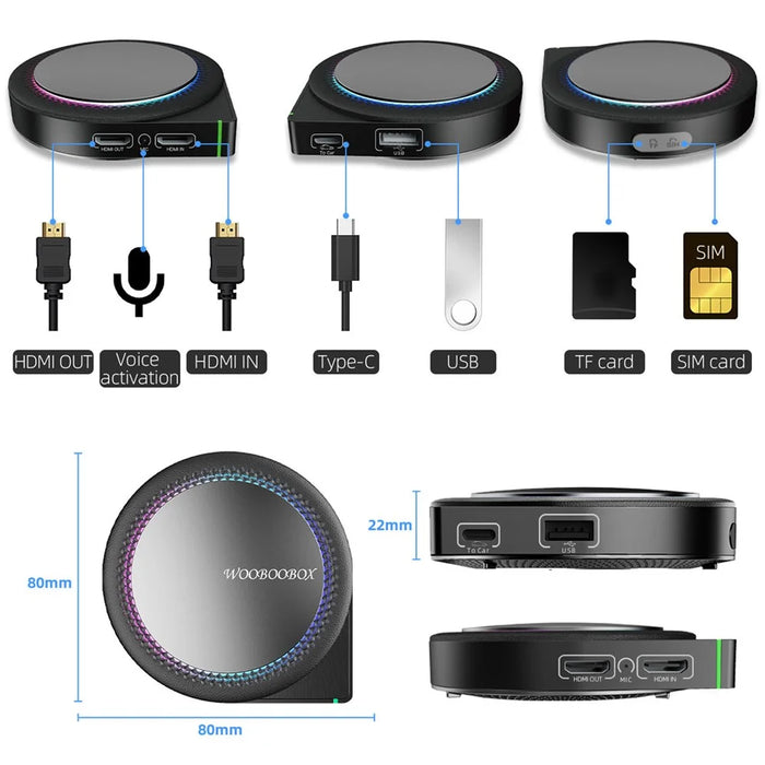 GT6 Pro Android 13 Wireless Carplay Adapter with Ambient Light Support HD Output, 8+128GB - 7