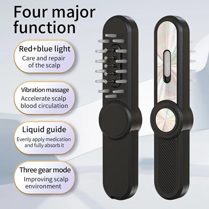 Red  /  Blue Light Hair Care Massager Comb with Liquid Guide, Vibration, CE Certified - White - 3