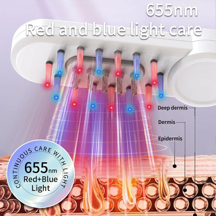 Red  /  Blue Light Hair Care Massager Comb with Liquid Guide, Vibration, CE Certified - White - 4