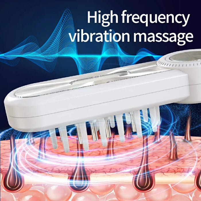 Red  /  Blue Light Hair Care Massager Comb with Liquid Guide, Vibration, CE Certified - White - 5