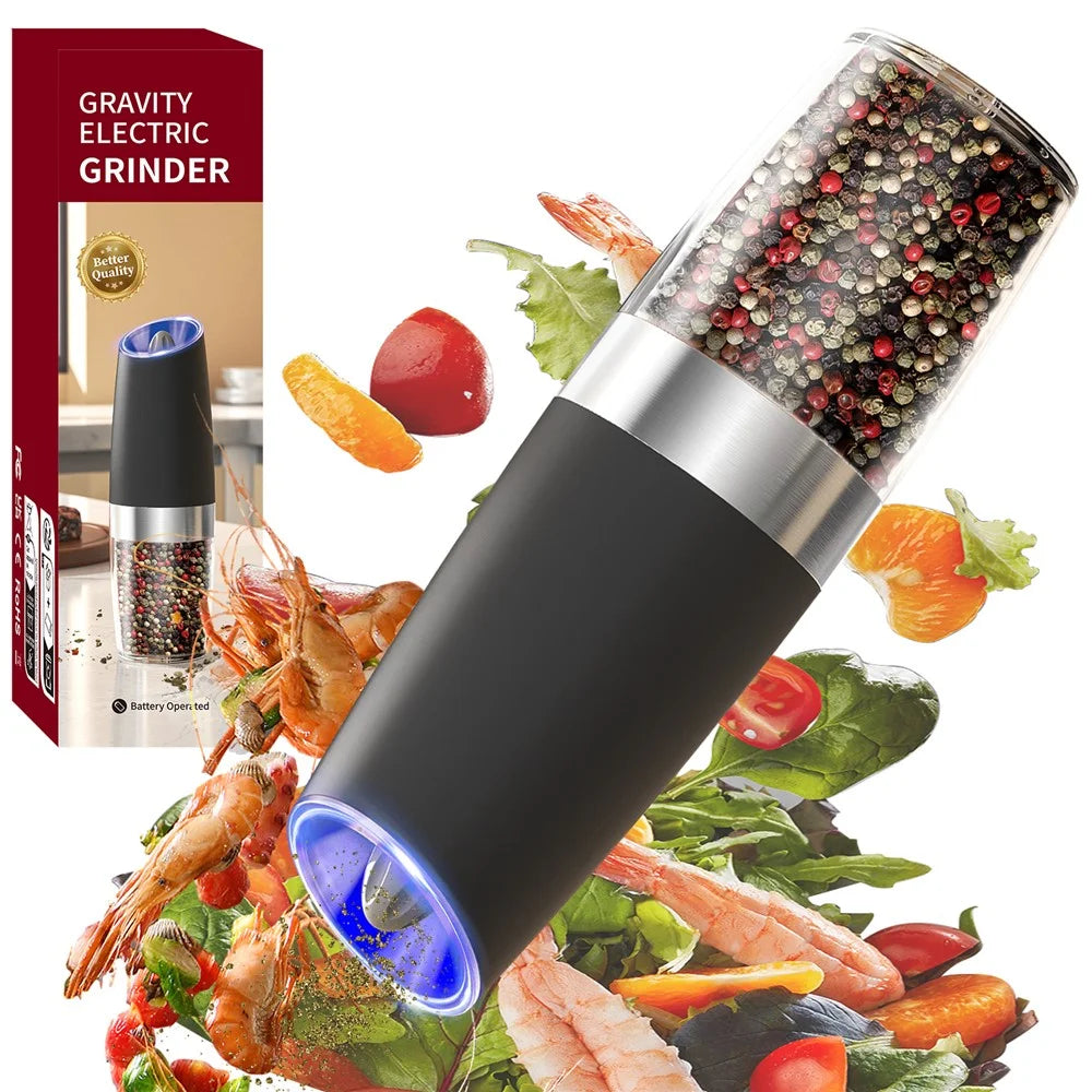 KLT DGS-KYMQ-50B 2Pcs Battery Powered Gravity Sensing Kitchen Electric Salt Pepper Grinder (BPA Free, No FDA Certification) - 5