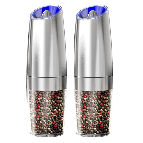 KLT DGS-KYMQ-53B 2Pcs Battery Powered Gravity Sensing Stainless Steel Electric Pepper Grinder (BPA Free, No FDA Certification) - 1