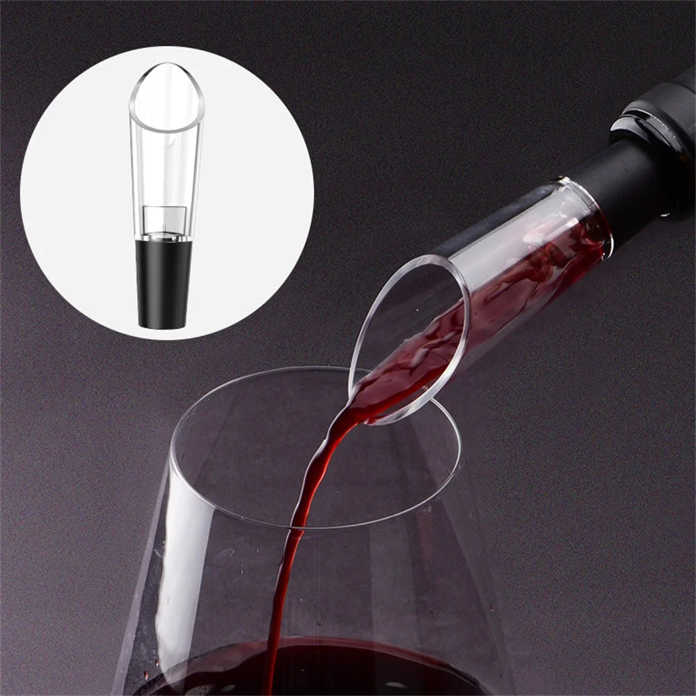KLT KP1125(D) 5-in-1 Rechargeable Red Wine Bottle Opener Pourer Vacuum Stopper Foil Cutter with Base - 2
