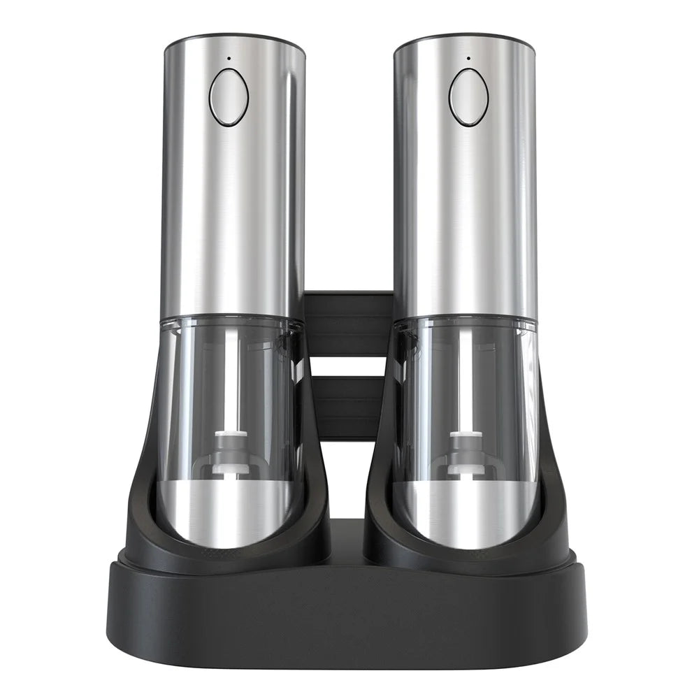 KLT KYMQ-32C-H52 2Pcs Electric Pepper Grinder Stainless Steel Salt Pepper Grinding Tool (BPA Free, No FDA Certified) - 1