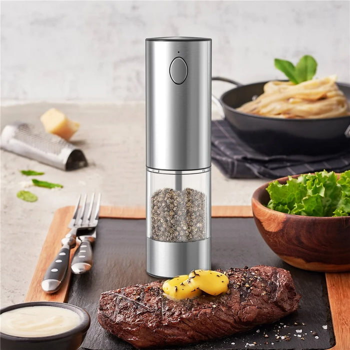 KLT KYMQ-32C-H52 2Pcs Electric Pepper Grinder Stainless Steel Salt Pepper Grinding Tool (BPA Free, No FDA Certified) - 2