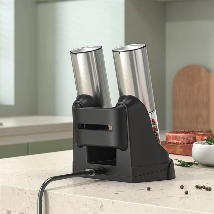 KLT KYMQ-32C-H52 2Pcs Electric Pepper Grinder Stainless Steel Salt Pepper Grinding Tool (BPA Free, No FDA Certified) - 6