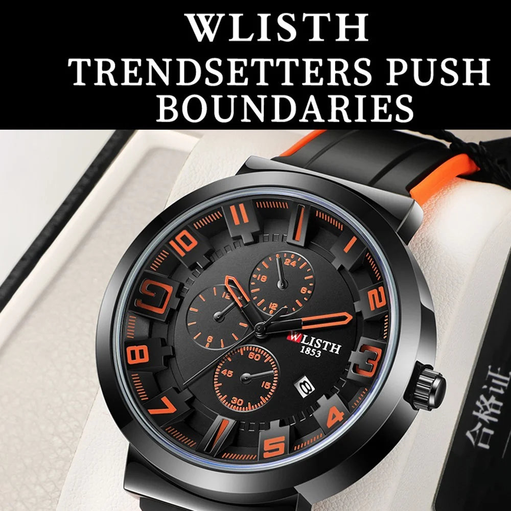 WLISTH 6176 Men Calendar Quartz Watch Small Dial Decor Fashion Wrist Watch - Orange - 2