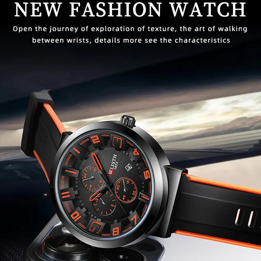 WLISTH 6176 Men Calendar Quartz Watch Small Dial Decor Fashion Wrist Watch - Orange - 4