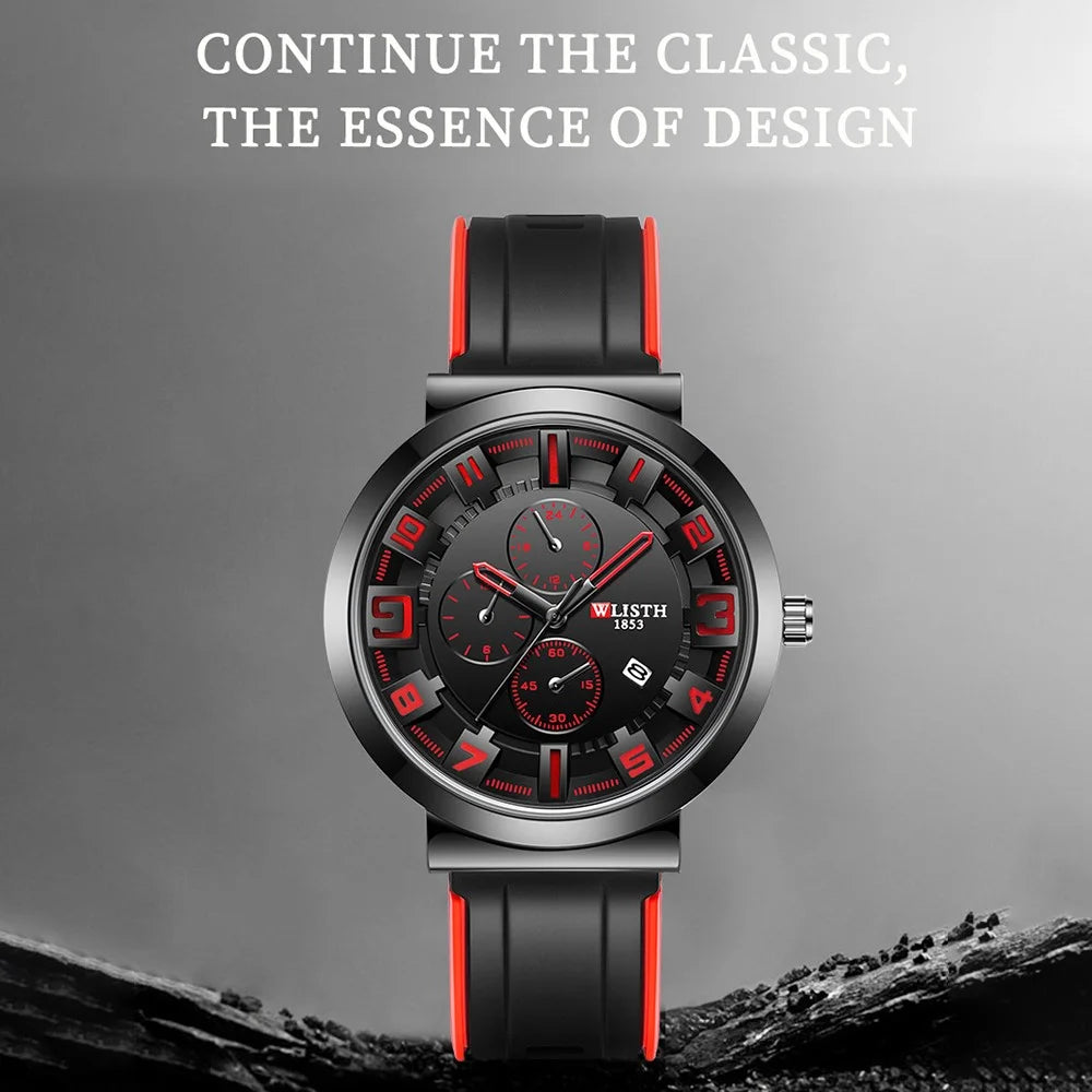 WLISTH 6176 Men Calendar Quartz Watch Small Dial Decor Fashion Wrist Watch - Orange - 5