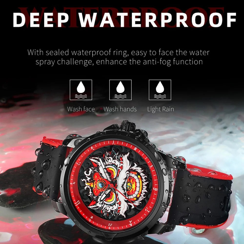 WLISTH 6158 Chinese Style Men Quartz Watch Fashion Wrist Watch - Black+White Elastic Cloth Strap - 7