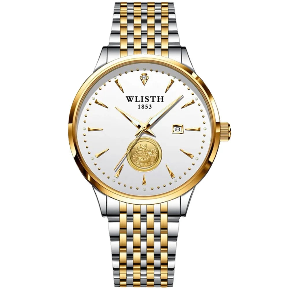 WLISTH 6166 Steel Strap Business Men Quartz Watch Luminous Calendar Wrist Watch - 1