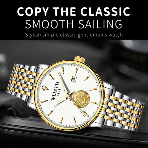 WLISTH 6166 Steel Strap Business Men Quartz Watch Luminous Calendar Wrist Watch - 2