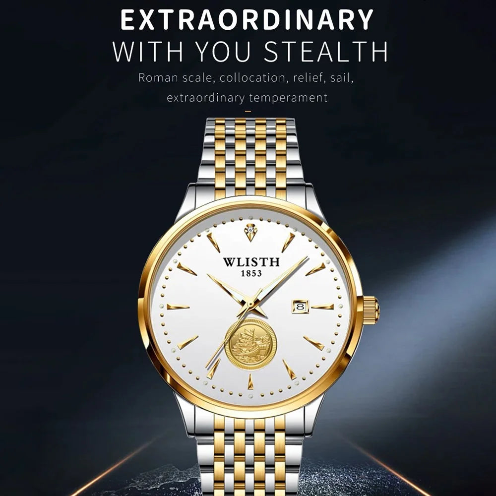 WLISTH 6166 Steel Strap Business Men Quartz Watch Luminous Calendar Wrist Watch - 4
