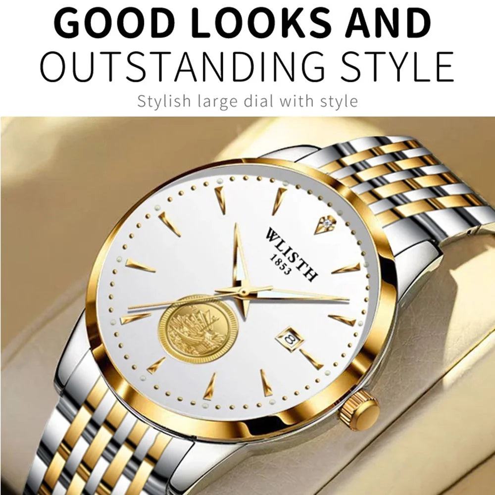 WLISTH 6166 Steel Strap Business Men Quartz Watch Luminous Calendar Wrist Watch - 5