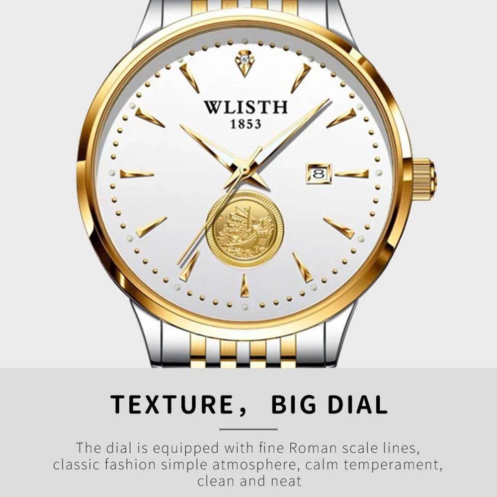WLISTH 6166 Steel Strap Business Men Quartz Watch Luminous Calendar Wrist Watch - 7