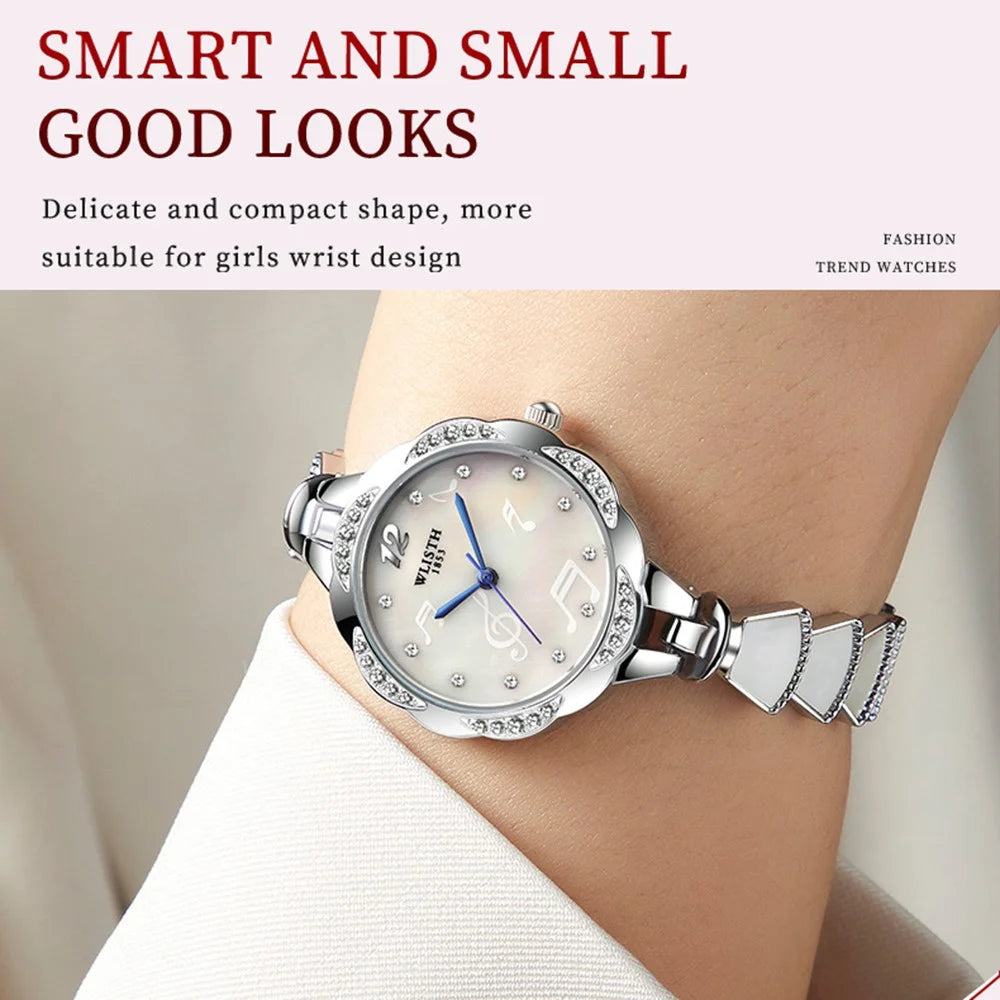WLISTH 6142 Stylish Women Alloy Strap Quartz Watch Rhinestone Decor Wrist Watch - Rose Gold Case / Pink Dial - 4
