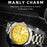 YASHIDUN 5069 Steel Strap Stylish Quartz Watch Men Luminous Calendar Wrist Watch - Gold Dial - 3