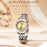 YASHIDUN 5064 Stylish Women Quartz Watch Steel Strap Luminous Calendar Wrist Watch - Gold Dial / Silver+Gold Strap - 2